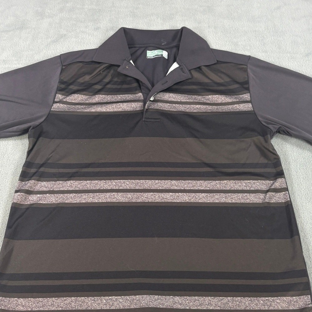Ben Hogan Performance Mens Polo Shirt Black Grey Striped Golf Top WT2556 Small